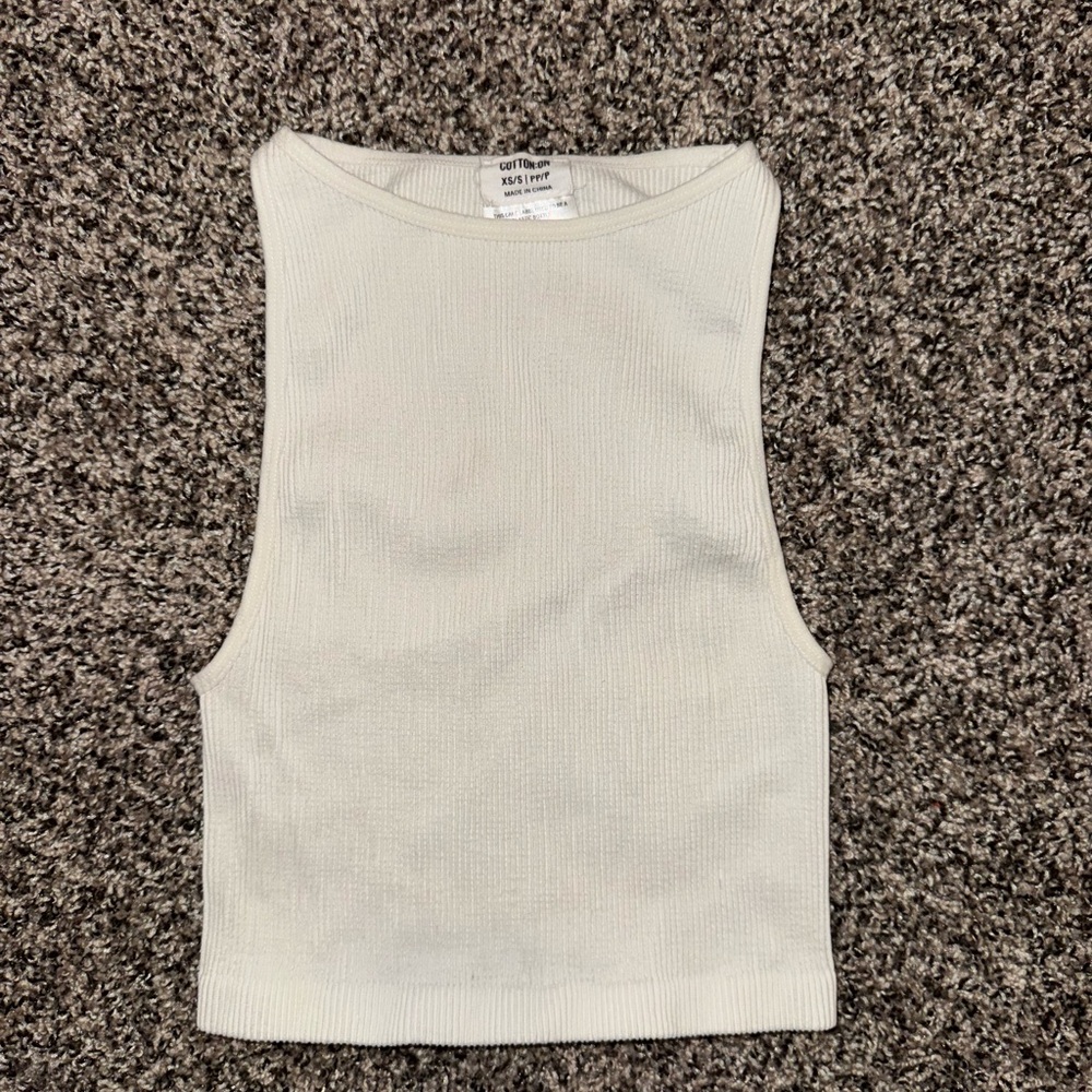 Cotton On Cream Ribbed Crop Top